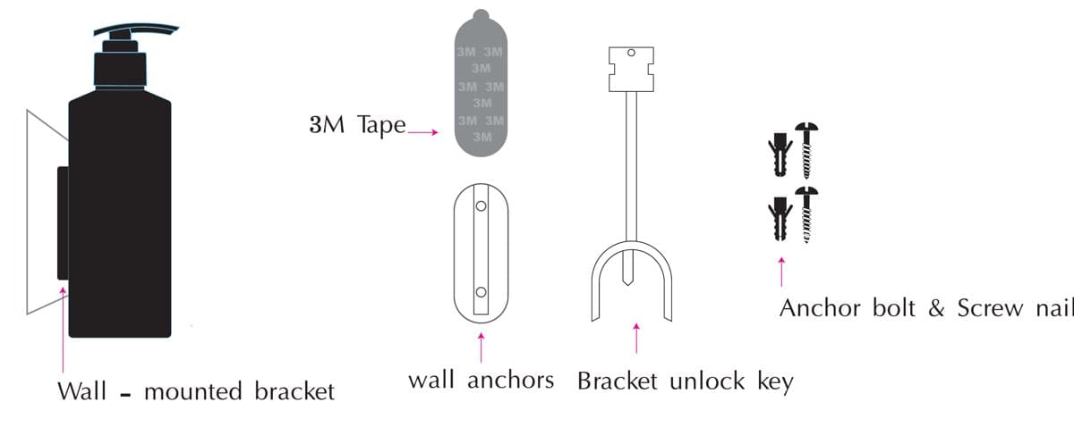 Wall-Mounted Refillable Pump Bottle with Lock
